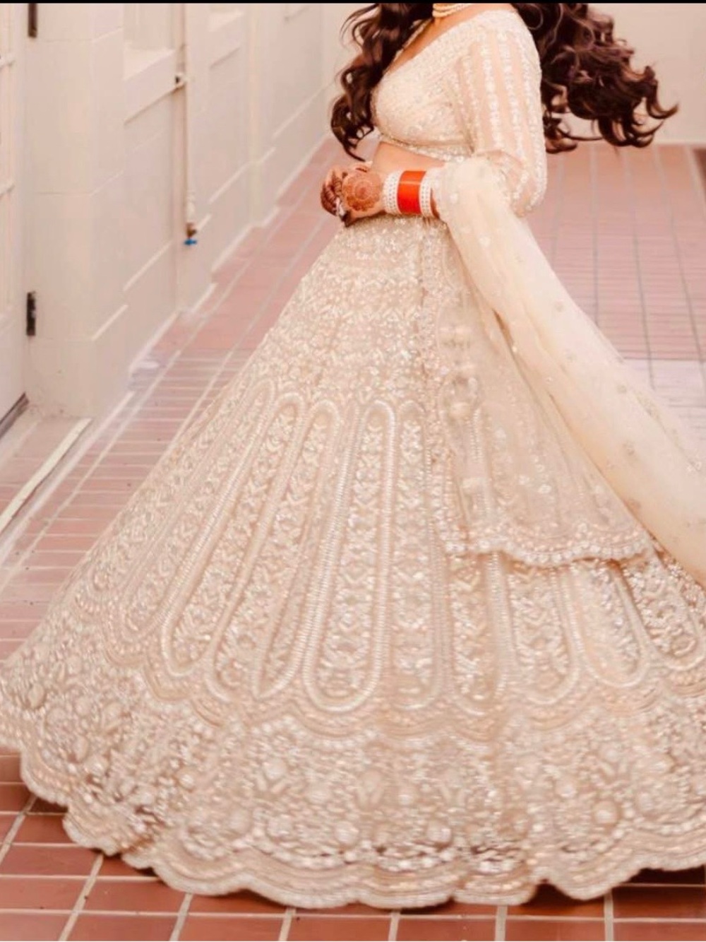 Embellished Ivory Bridal Lehenga Dress